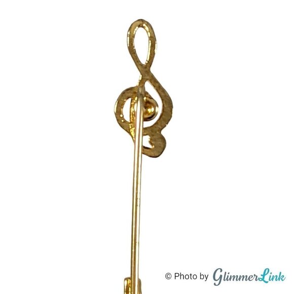 Vintage Treble Clef Musical Note Gold Tone Stick Pin - Picture 10 of 13